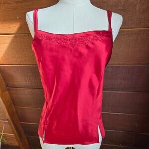 Inner Most Vintage 90s Satin Cami M Red Embroidered Whimsigoth Fairy Coquette